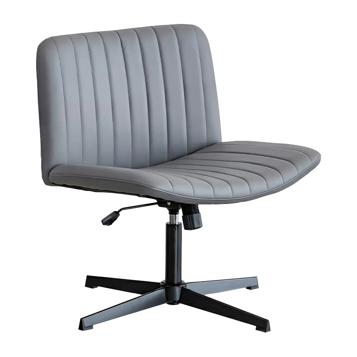 Grey Ergonomic Modern Armless Mid-Back PU Office Chair Image - 7
