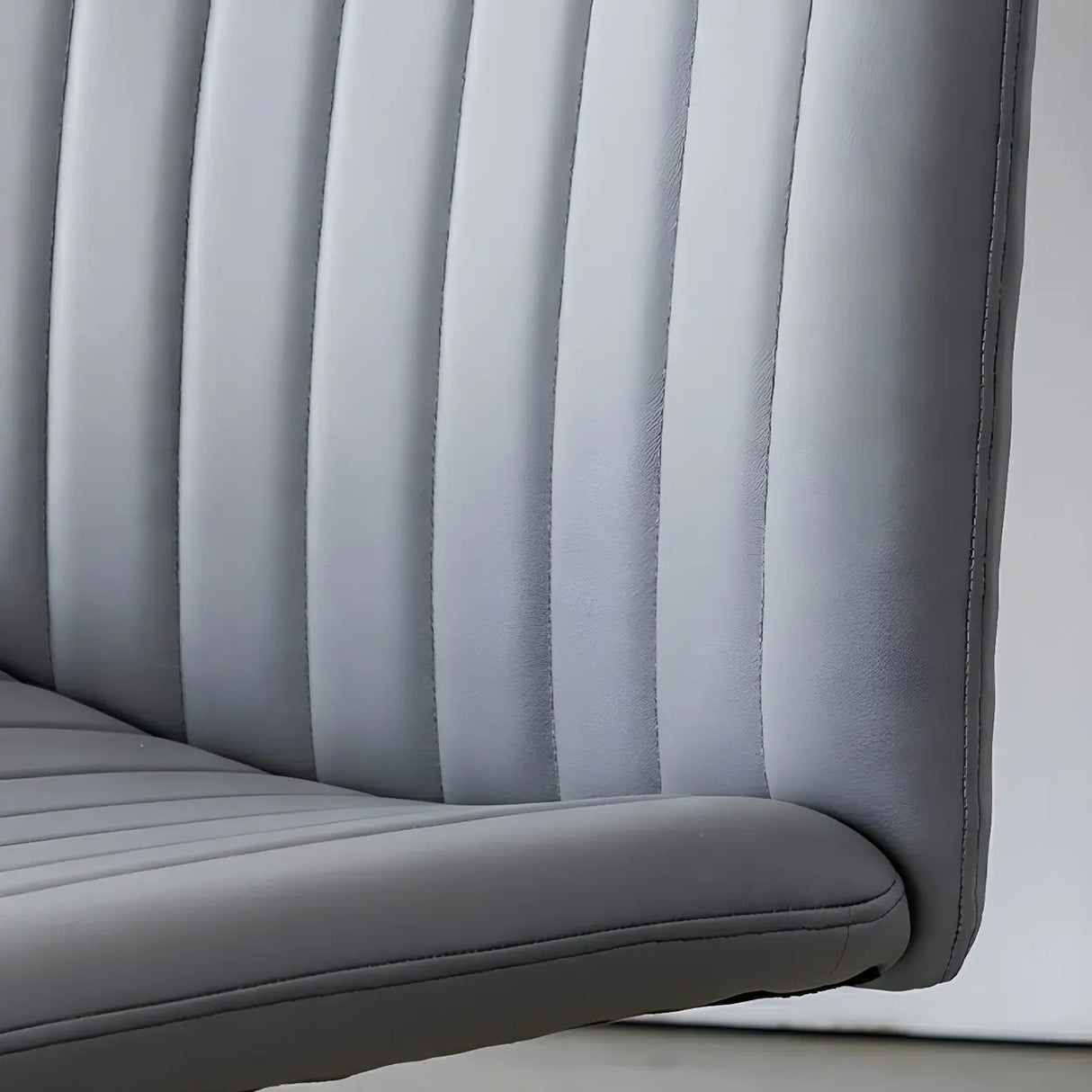 Grey Ergonomic Modern Armless Mid-Back PU Office Chair Image - 9