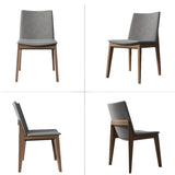 Grey Fabric Seat Backrest Natural Wood Dining Chair Image - 8