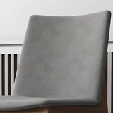 Grey Fabric Seat Backrest Natural Wood Dining Chair Image - 9