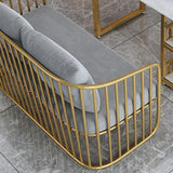 Grey Fade Resistant Fabric Metal Frame Loveseat Set Image - 12