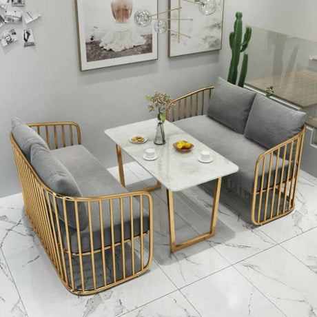 Grey Fade Resistant Fabric Metal Frame Loveseat Set Image - 1