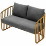 Grey Fade Resistant Fabric Metal Frame Loveseat Set Image - 2