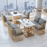 Grey Fade Resistant Fabric Metal Frame Loveseat Set Image - 8
