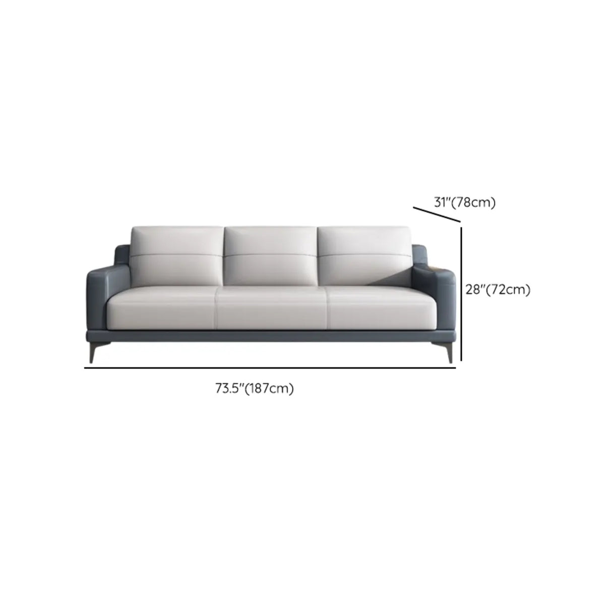 Grey Fade Resistant Faux Leather Sewn Pillow Back Sofa Image - 14