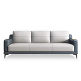 Grey Fade Resistant Faux Leather Sewn Pillow Back Sofa Image - 5