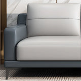 Grey Fade Resistant Faux Leather Sewn Pillow Back Sofa Image - 9