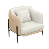 Grey Faux Leather Metal Frame Chair with Coffee Table Image - 10