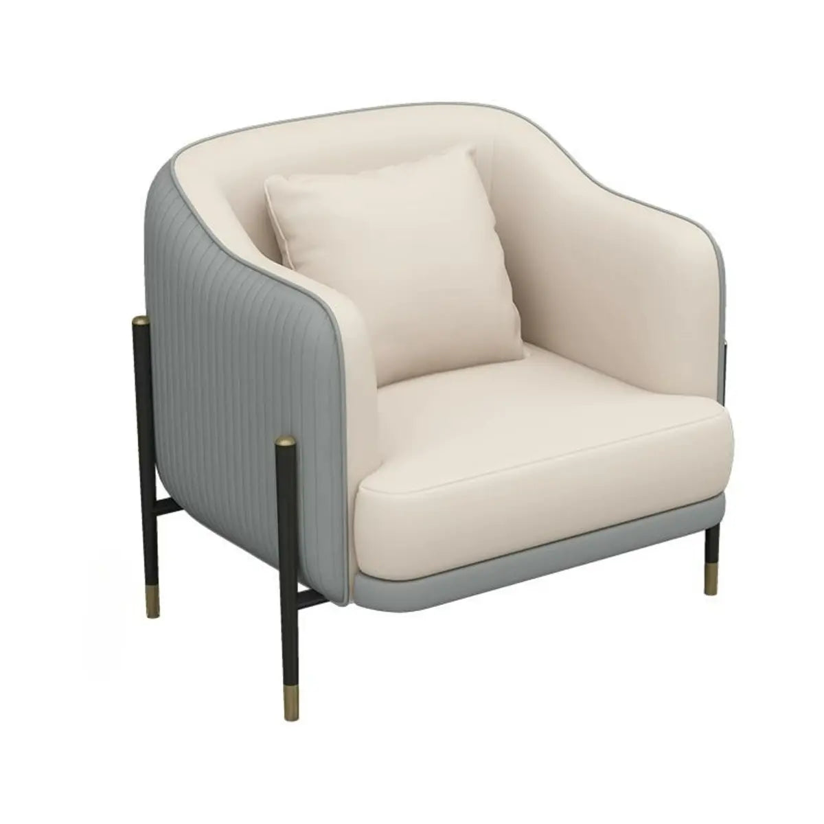 Grey Faux Leather Metal Frame Chair with Coffee Table Image - 11
