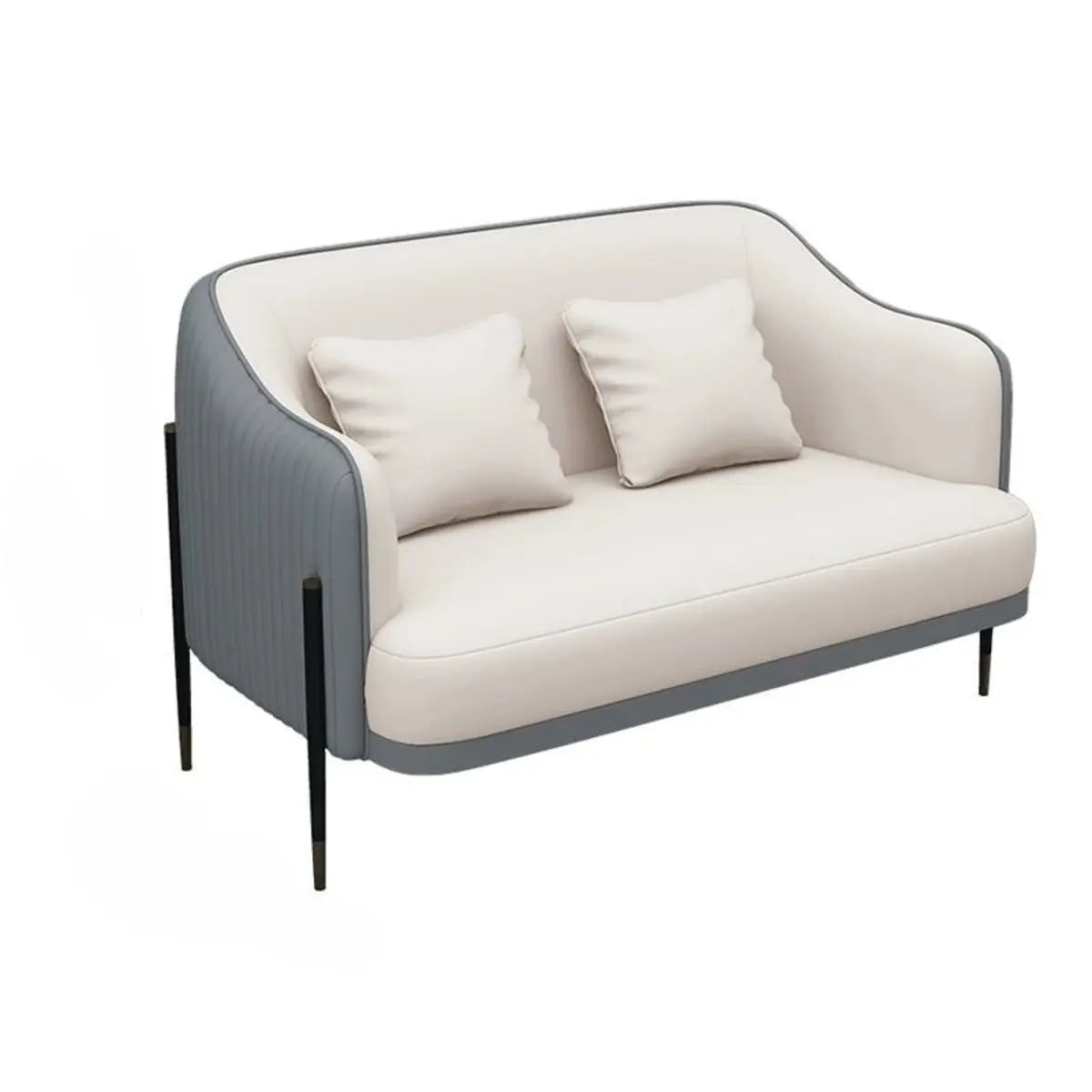 Grey Faux Leather Metal Frame Chair with Coffee Table Image - 19