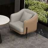 Grey Faux Leather Metal Frame Chair with Coffee Table Image - 26