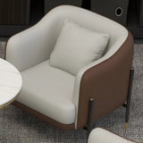 Grey Faux Leather Metal Frame Chair with Coffee Table Image - 30