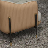 Grey Faux Leather Metal Frame Chair with Coffee Table Image - 31