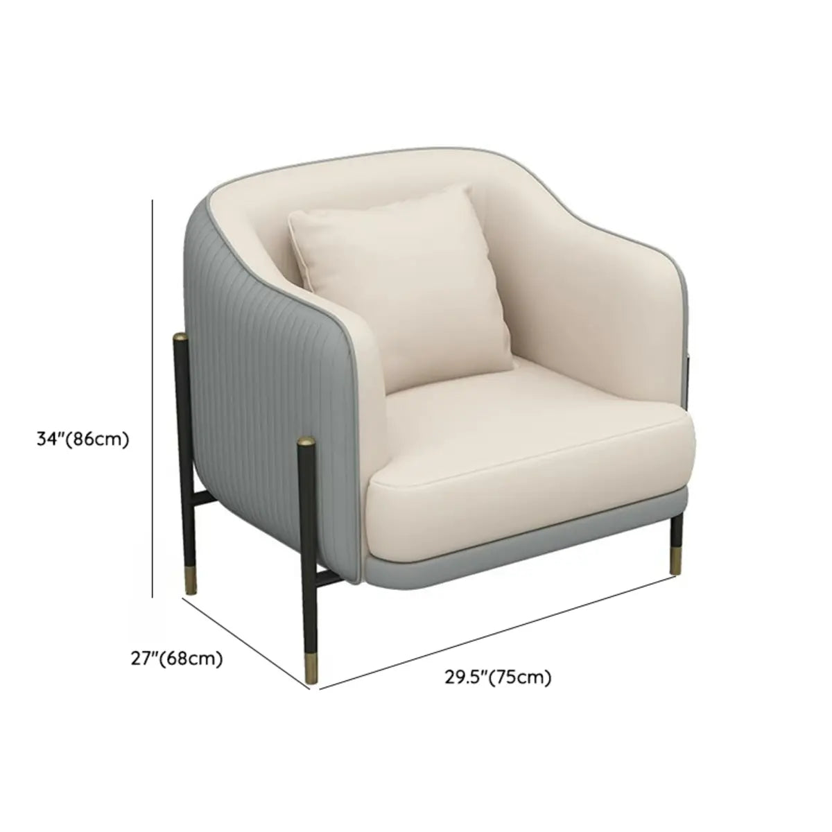 Grey Faux Leather Metal Frame Chair with Coffee Table 
