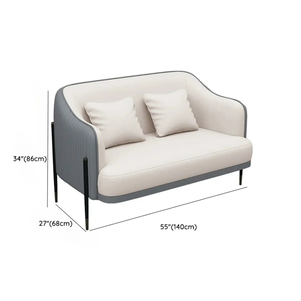 Grey Faux Leather Metal Frame Chair with Coffee Table Image - 33