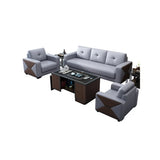 Grey Faux Leather Office Reception Sofa with Gliders Image - 10