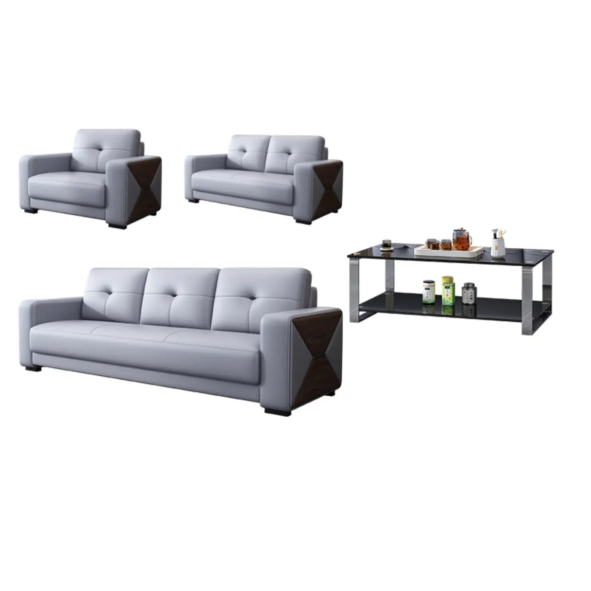 Grey Faux Leather Office Reception Sofa with Gliders Image - 11