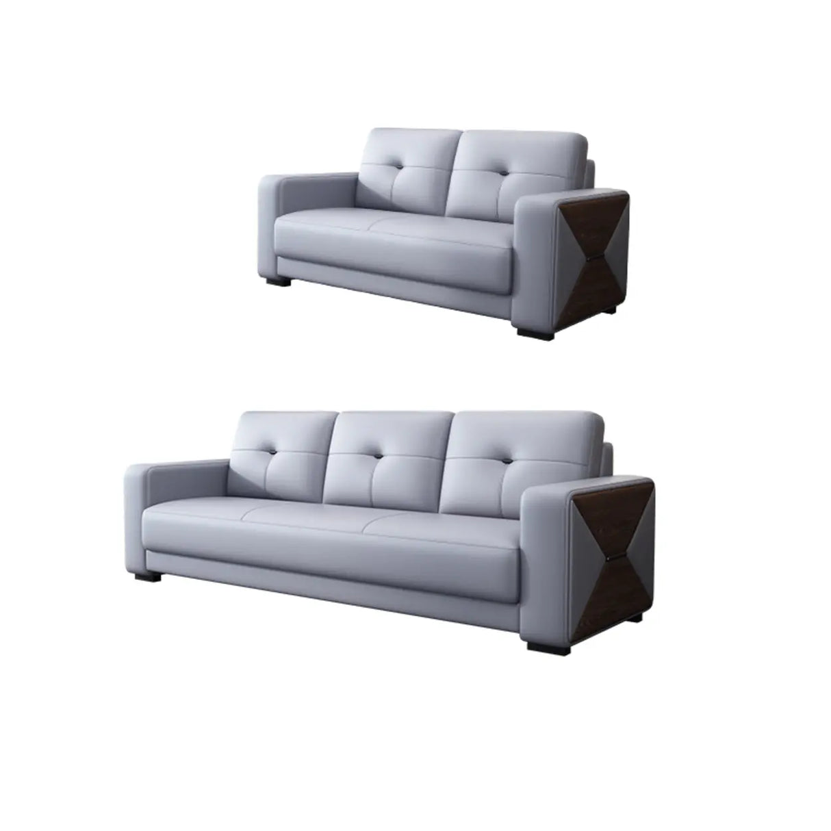 Grey Faux Leather Office Reception Sofa with Gliders Image - 18