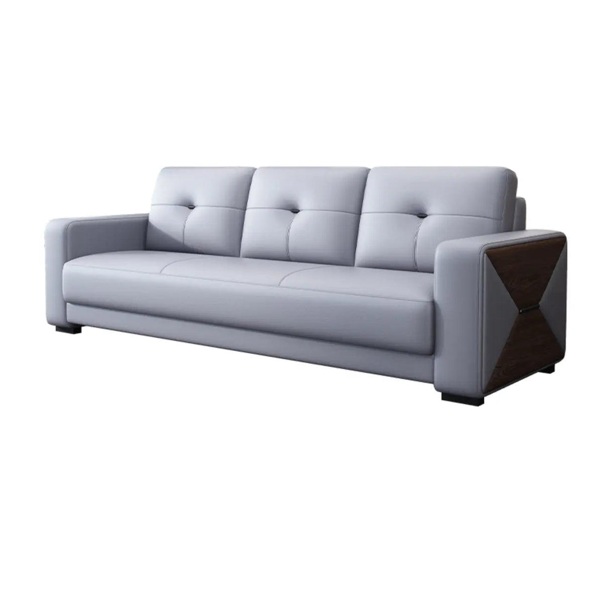 Grey Faux Leather Office Reception Sofa with Gliders Image - 6