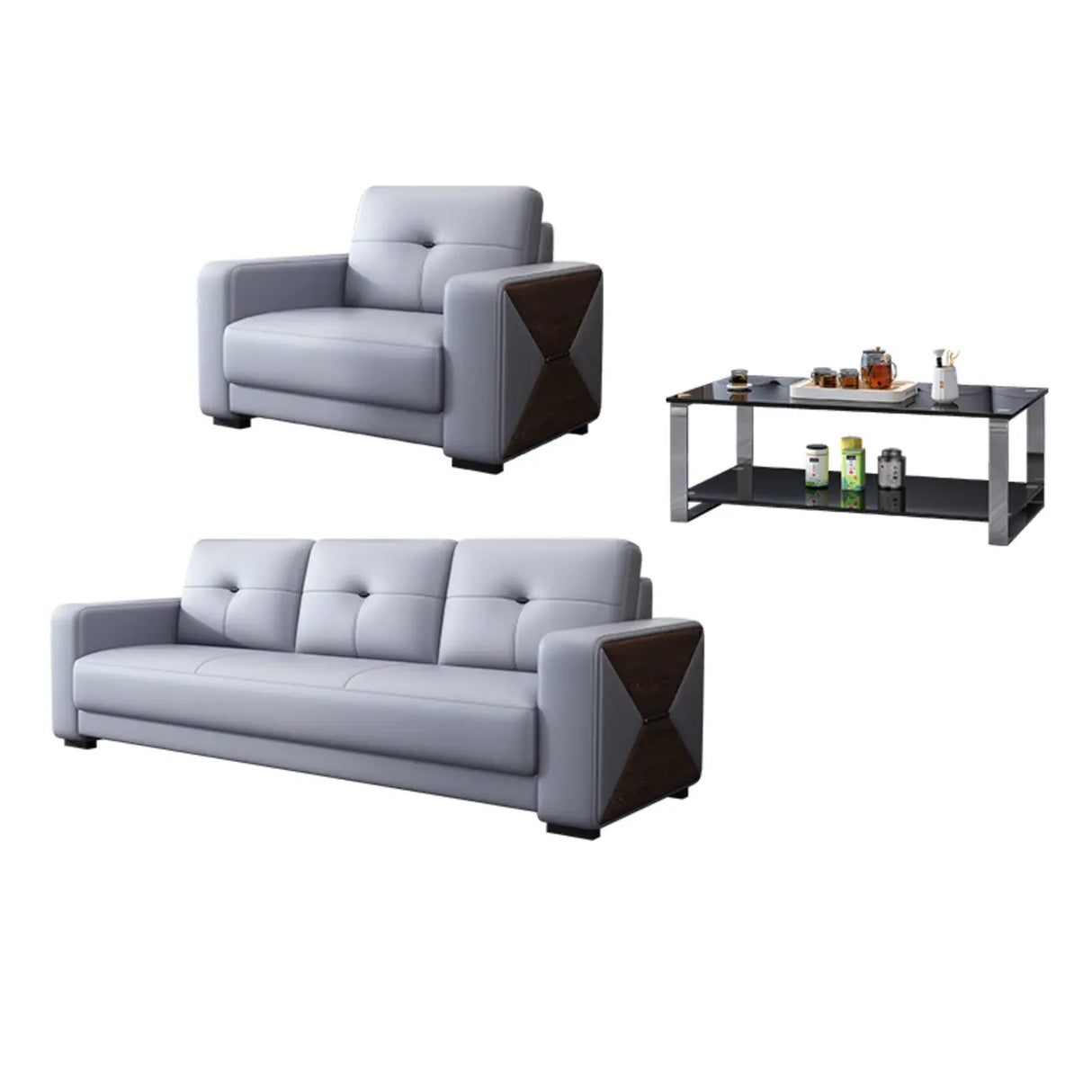 Grey Faux Leather Office Reception Sofa with Gliders Image - 7