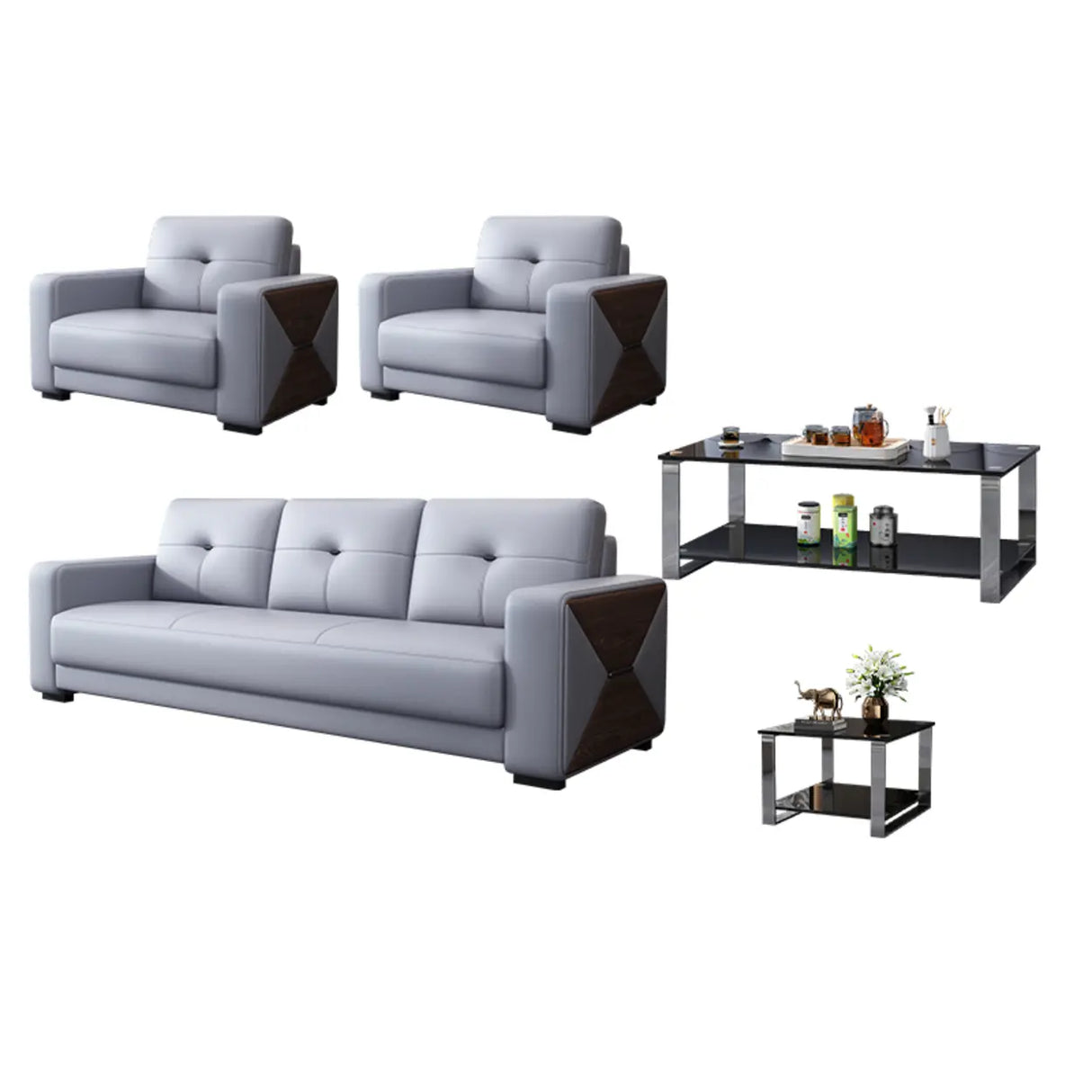 Grey Faux Leather Office Reception Sofa with Gliders Image - 9