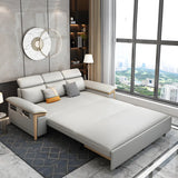 Grey Faux Leather Pillow Top Arm Storage Sofa Bed Image - 10