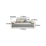 Grey Faux Leather Pillow Top Arm Storage Sofa Bed Image - 14