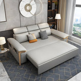 Grey Faux Leather Pillow Top Arm Storage Sofa Bed Image - 2