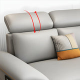 Grey Faux Leather Pillow Top Arm Storage Sofa Bed Image - 6