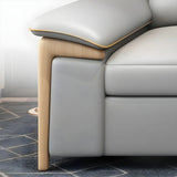 Grey Faux Leather Pillow Top Arm Storage Sofa Bed Image - 7
