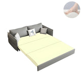 Grey Faux Leather Sewn Pillow Back Storage Sofa Bed Image - 11