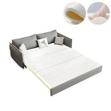 Grey Faux Leather Sewn Pillow Back Storage Sofa Bed Image - 12