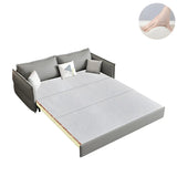 Grey Faux Leather Sewn Pillow Back Storage Sofa Bed Image - 13