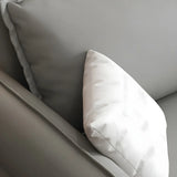 Grey Faux Leather Sewn Pillow Back Storage Sofa Bed Image - 8