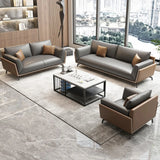 Grey Faux Leather Upholstered Back Reception Sofa Set Image - 1