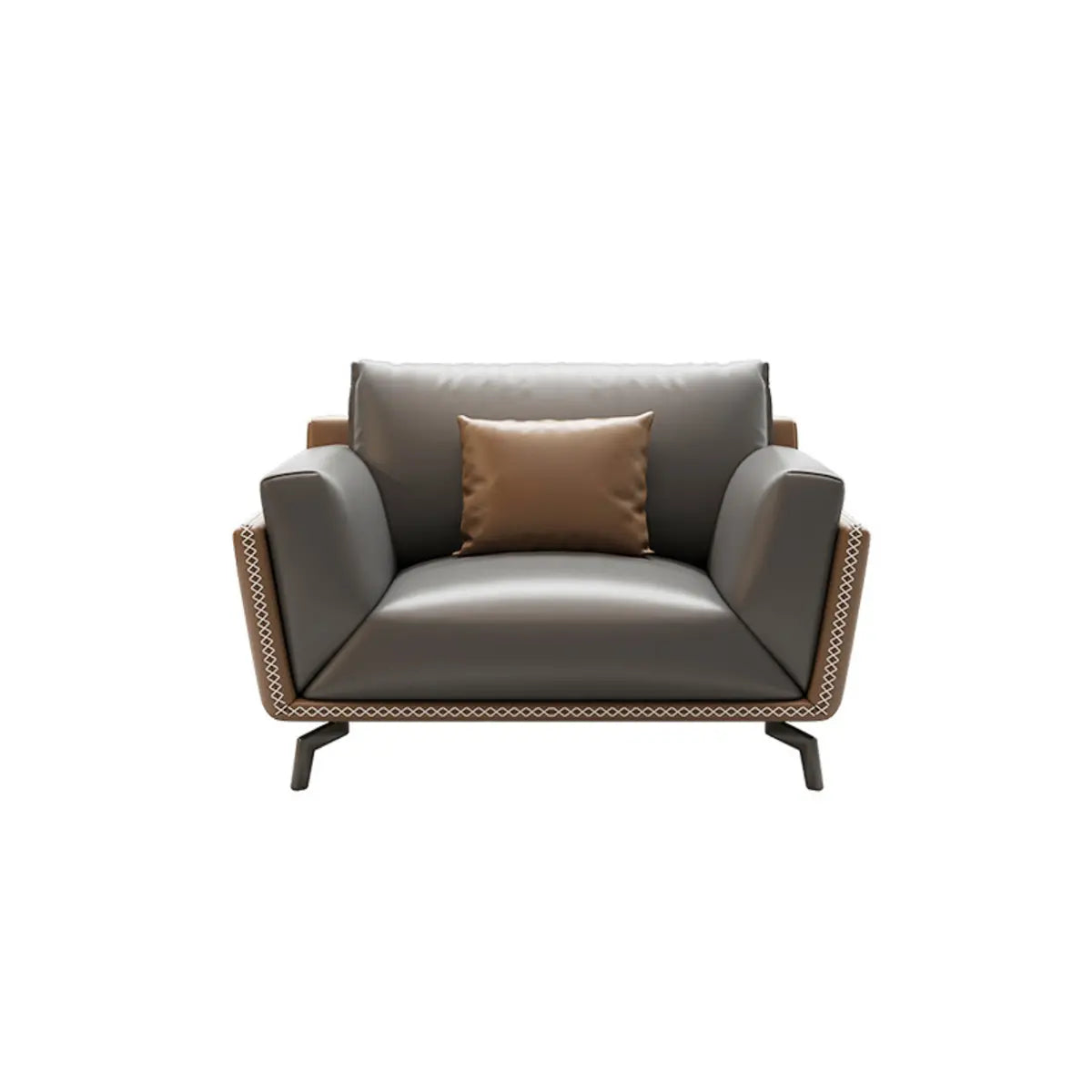 Grey Faux Leather Upholstered Back Reception Sofa Set Image - 3