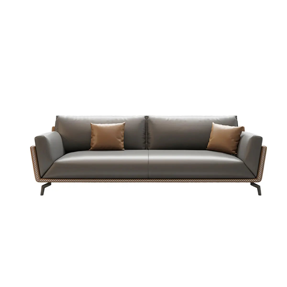 Grey Faux Leather Upholstered Back Reception Sofa Set Image - 5