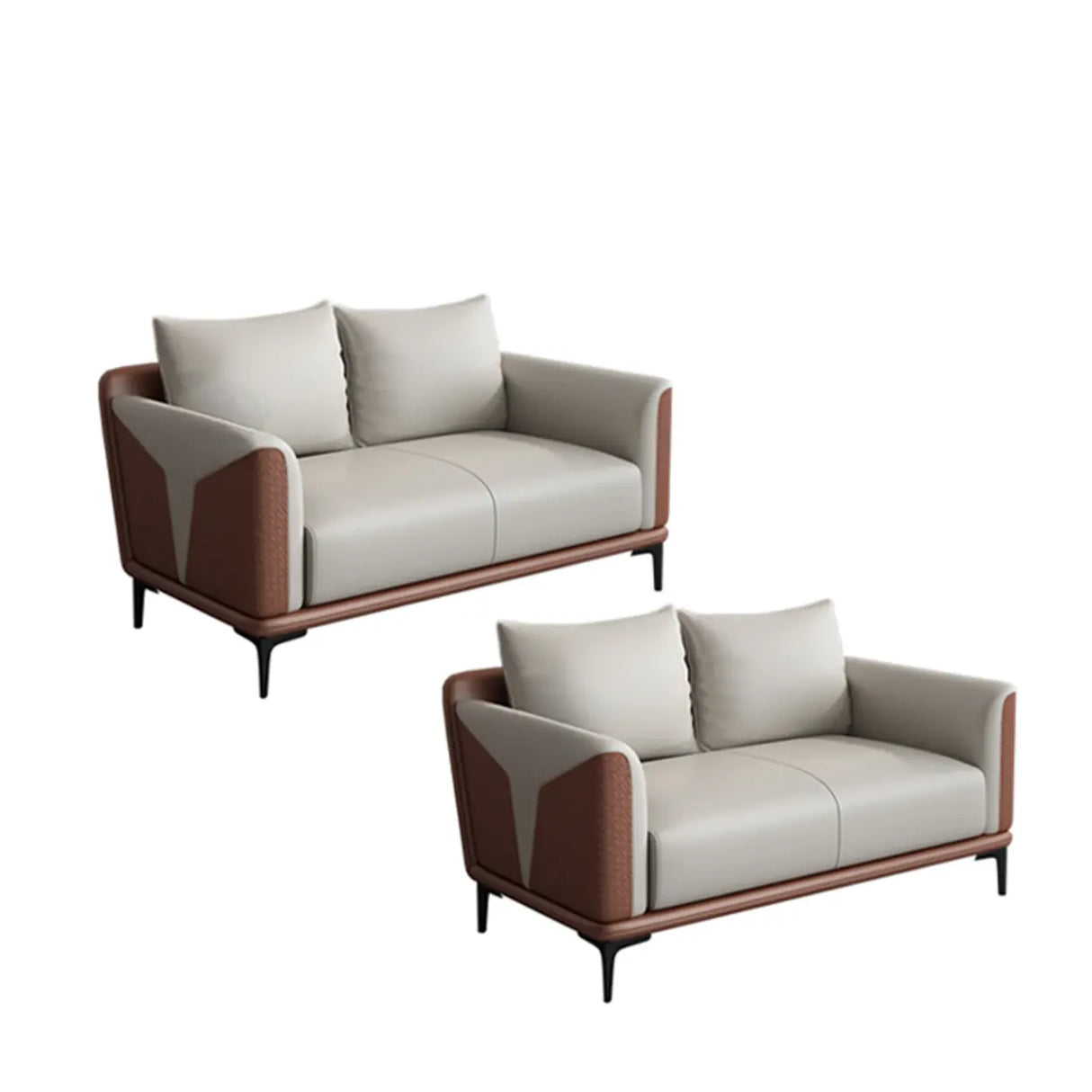 Grey Faux Leather Upholstered Back Sofa Seating Group Image - 13