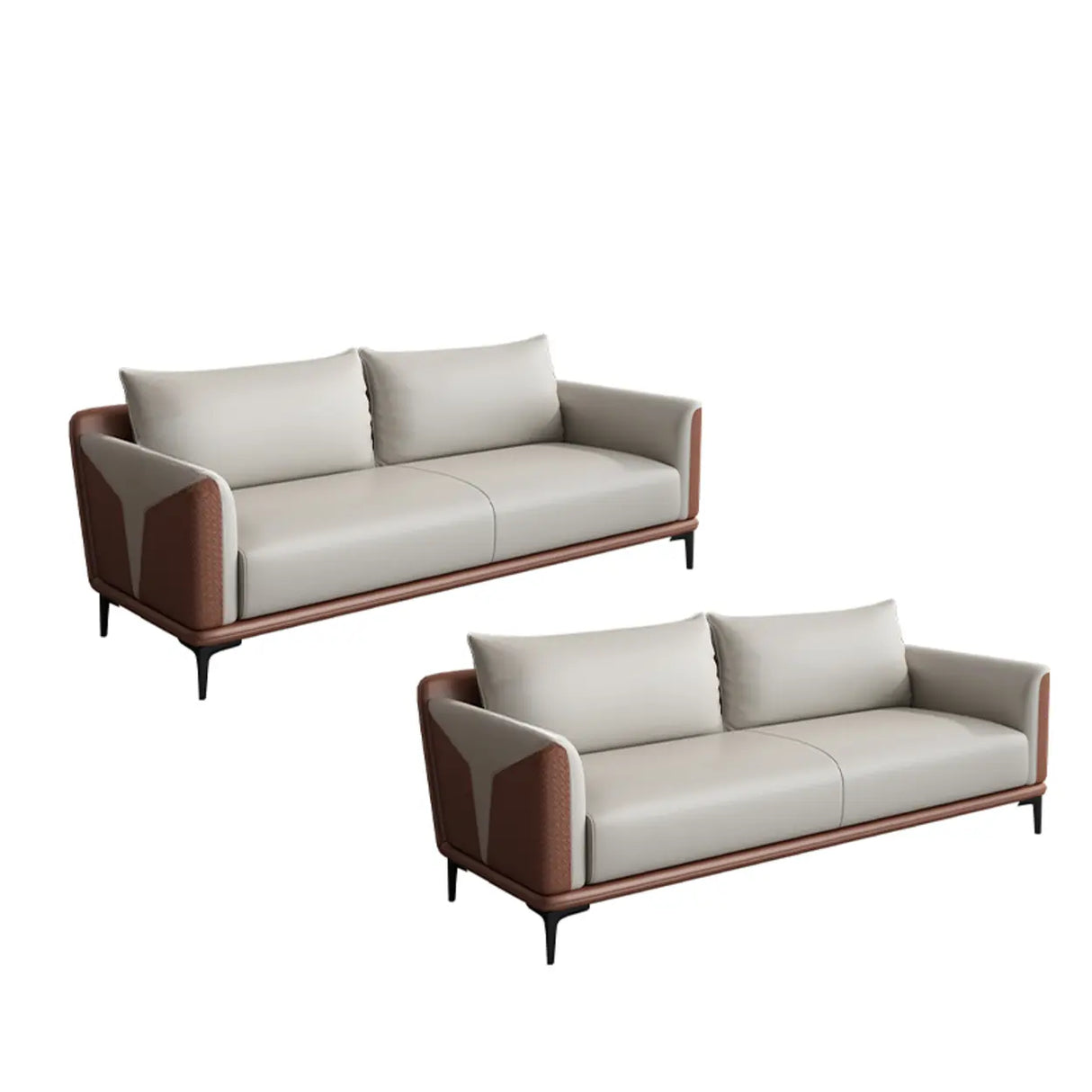 Grey Faux Leather Upholstered Back Sofa Seating Group Image - 18