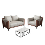 Grey Faux Leather Upholstered Back Sofa Seating Group Image - 19