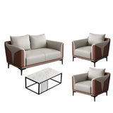 Grey Faux Leather Upholstered Back Sofa Seating Group Image - 20