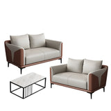 Grey Faux Leather Upholstered Back Sofa Seating Group Image - 21