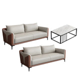 Grey Faux Leather Upholstered Back Sofa Seating Group Image - 22