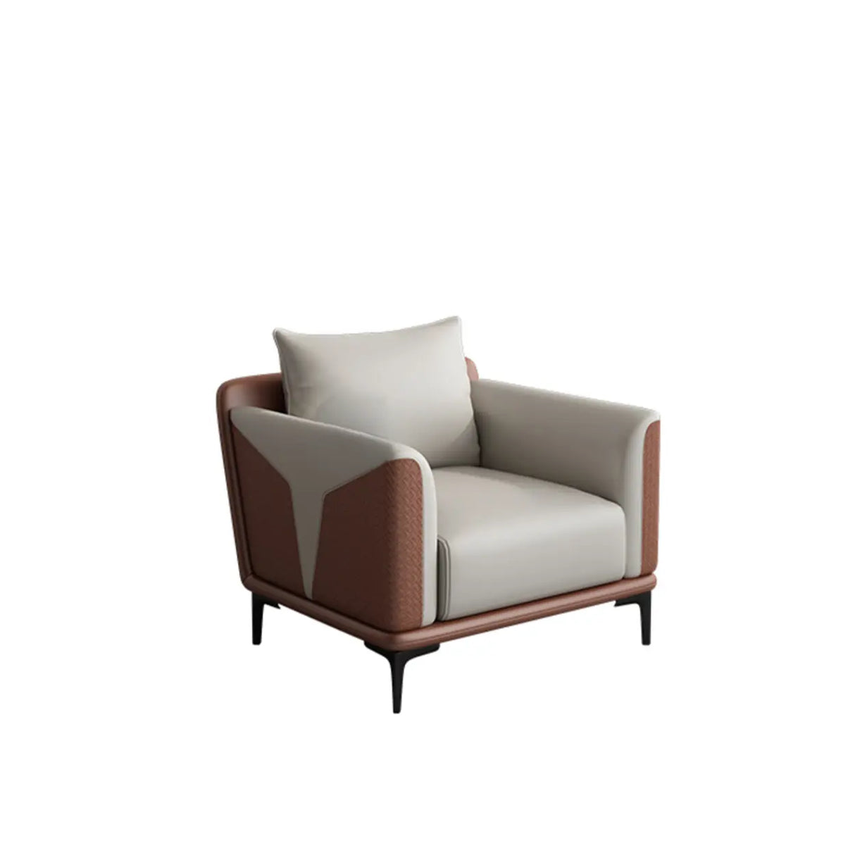 Grey Faux Leather Upholstered Back Sofa Seating Group Image - 2