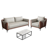 Grey Faux Leather Upholstered Back Sofa Seating Group Image - 23