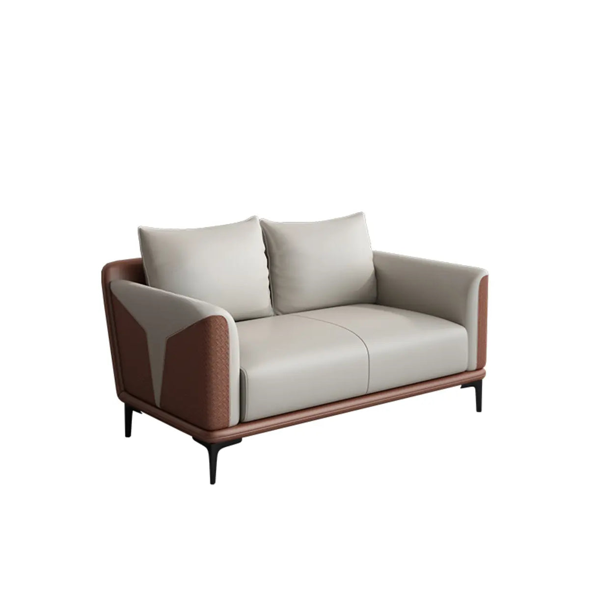 Grey Faux Leather Upholstered Back Sofa Seating Group Image - 4