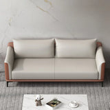 Grey Faux Leather Upholstered Back Sofa Seating Group Image - 8