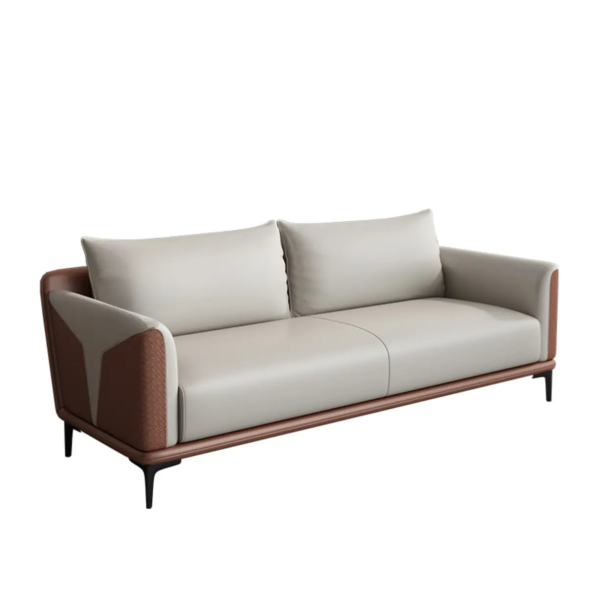 Grey Faux Leather Upholstered Back Sofa Seating Group Image - 5