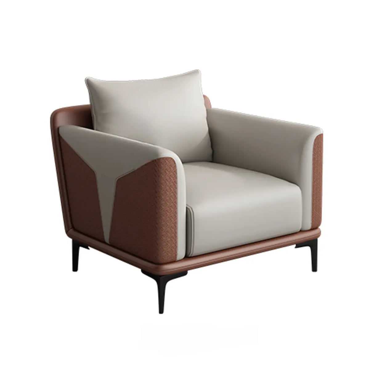 Grey Faux Leather Upholstered Back Sofa Seating Group Image - 9