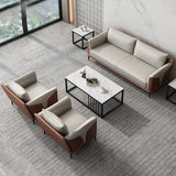Grey Faux Leather Upholstered Back Sofa Seating Group Image - 6